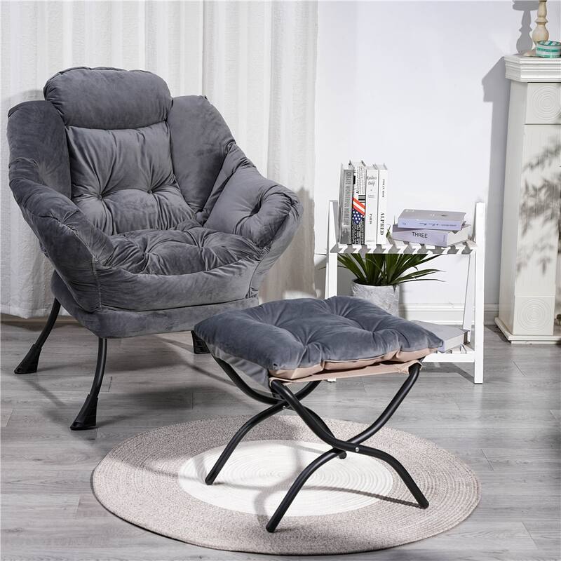 Modern Steel Frame Leisure Sofa Chair with Armrests and A Side Pocket