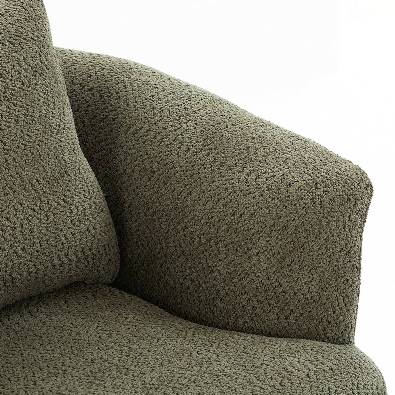 Upholstered Swivel Barrel Sofa Chair with a Throw Pillow