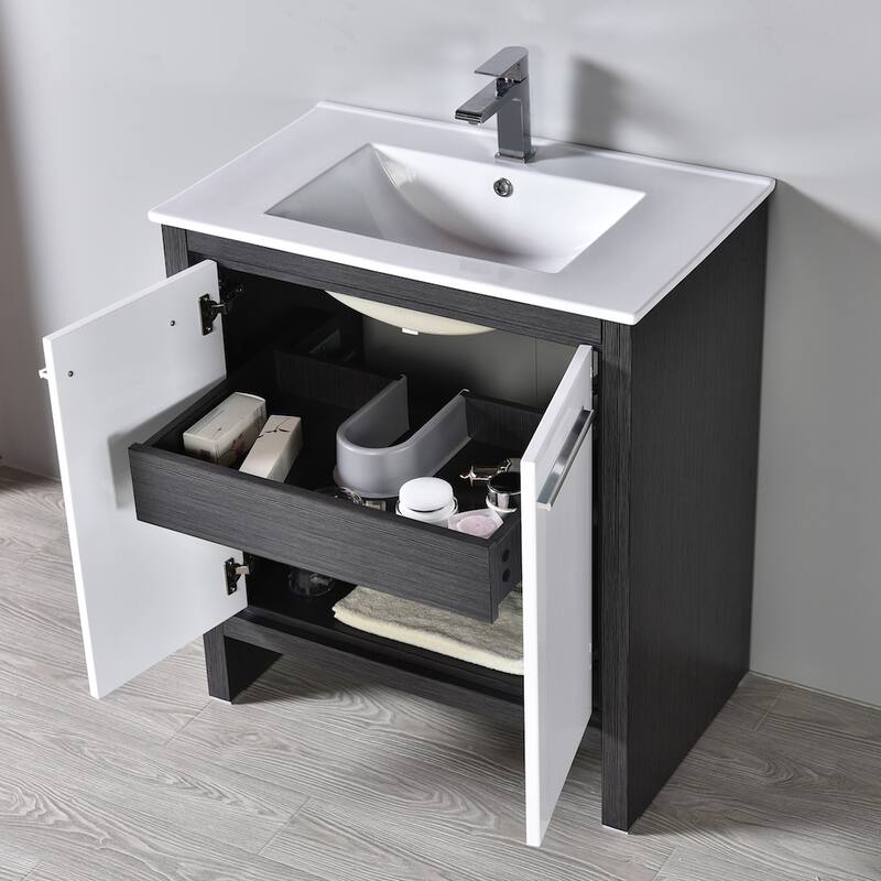 Solid Wood Bathroom Vanity with Mirror Medicine Cabinet