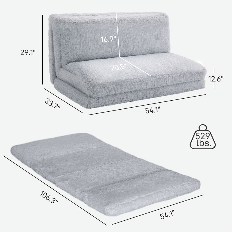 HOMCOM Bean Bag Floor Sofa Bed, Contemporary Plush Wide Folding Floor Mattress, Foam Filling Wall Couch Sleeper