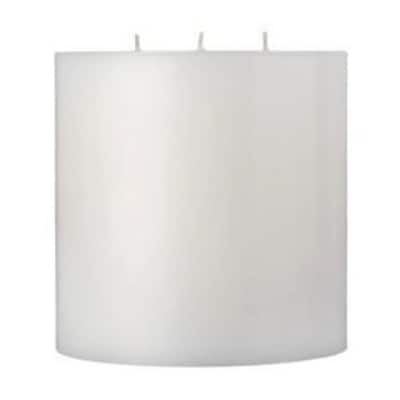 8" White Handmade 3 Wick Unscented Pillar Candle