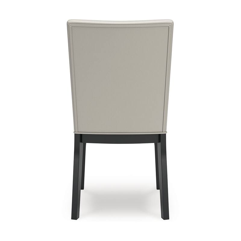 Inari Dining Side Chair Set of 2, Black Legs, Light Gray Faux Leather