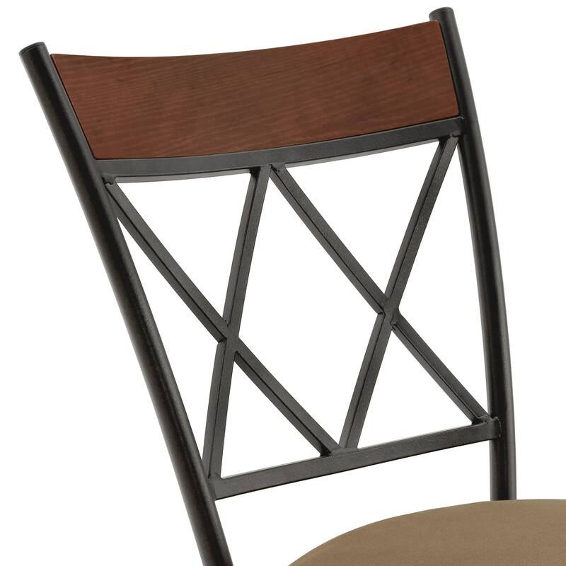 Verona Swivel Adjustable Sheen Black Finish X-Back Metal and Wood Trim 3pc Pack Stools by iNSPIRE Q Classic