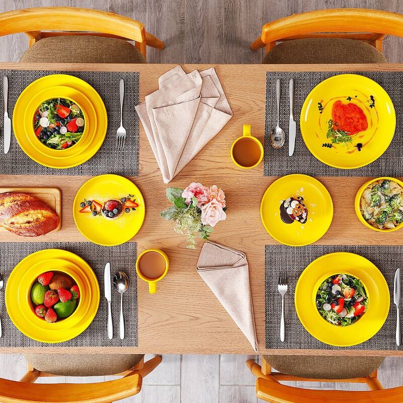 LOVECASA 16-Piece Round Dinnerware Set Stackable, Service for 4
