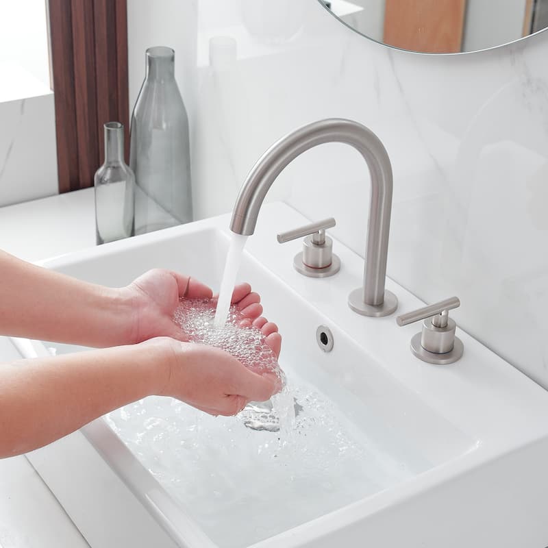 8 Inches Widespread Bathroom Faucet Two Handle 3 Hole with Drain