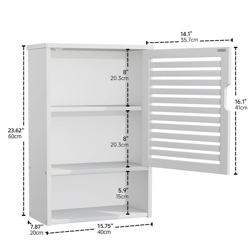 Bathroom Storage Cabinet Wall Mounted - 7.87"D x 15.75"W x 23.62"H