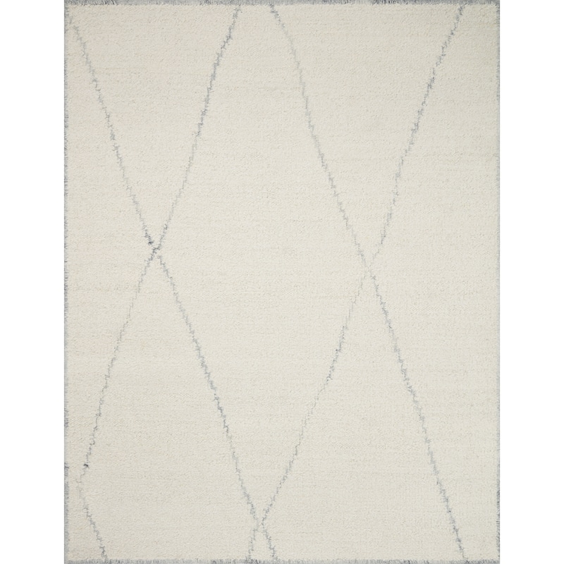 Alexander Home Grayson Hand-Woven Mid Century Modern Area Rug - 7' 9" x 9' 9" - Ivory / Blue - Rectangle