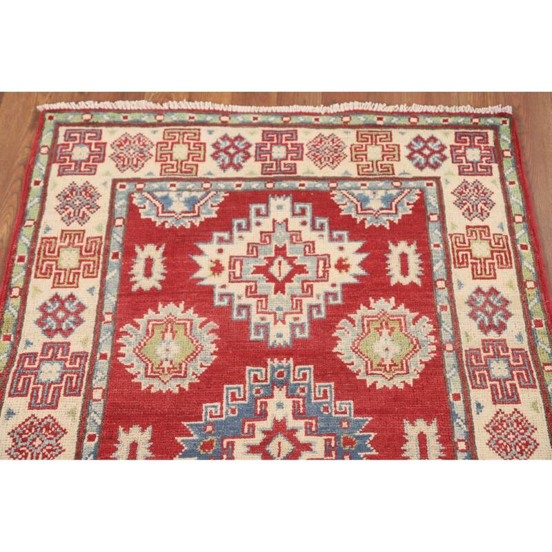 Pakistan Red Kazak Accent Rug Wool Carpet - 2'10" x 4'2"