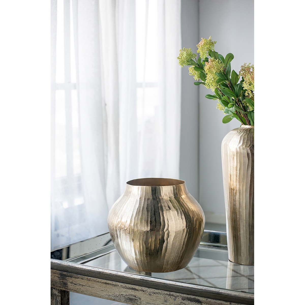 Gold Desktop Vase, Aluminum Chisel Flower Vase, Flower Vase