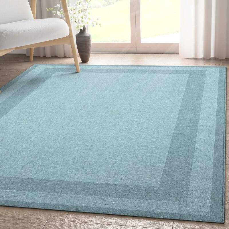 Well Woven Plain Border Flat-Weave Area Rug