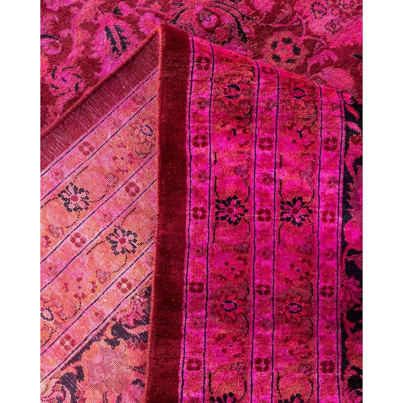 Overton Handknotted Wool Vintage Inspired Contemporary Overdyed Purple Area Rug - 17' 8" x 12' 3"