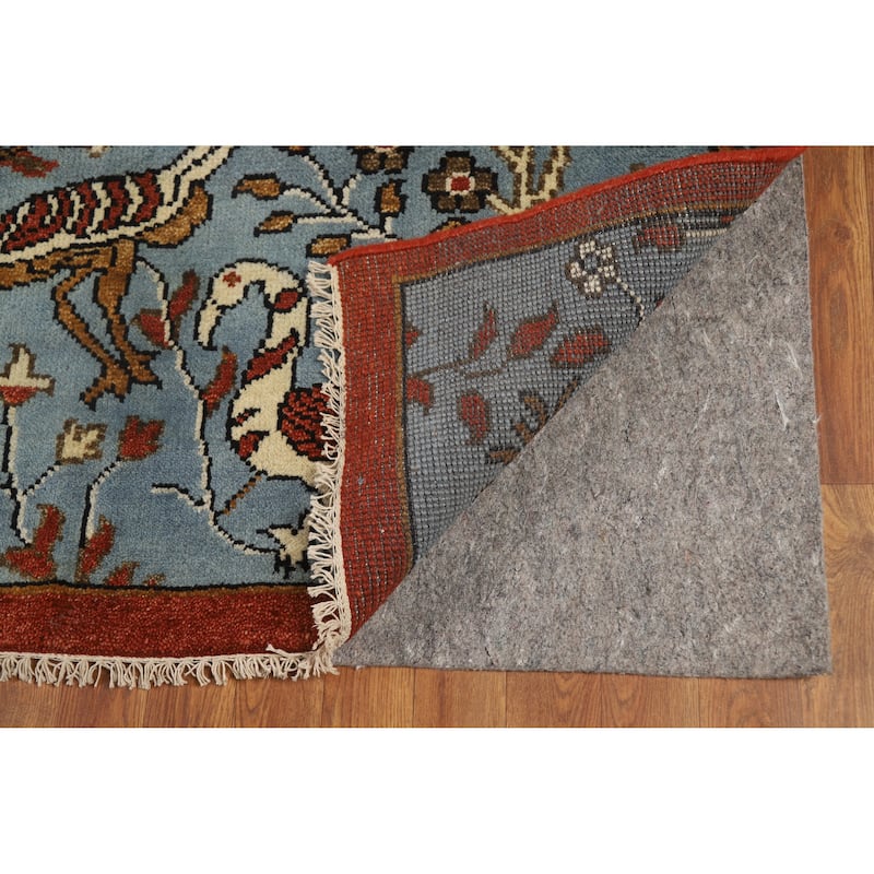 Hand Knotted Oriental 100% Wool Carpet Traditional All-Over Navy Blue & Blues Ziegler Area Rug - 13' 9'' X 9' 7''