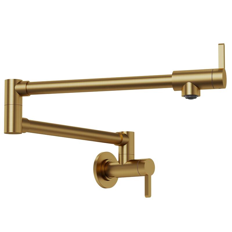 Wall Mounted Cold-Water Pot Filler,Folding Kitchen Faucet - Brushed Gold