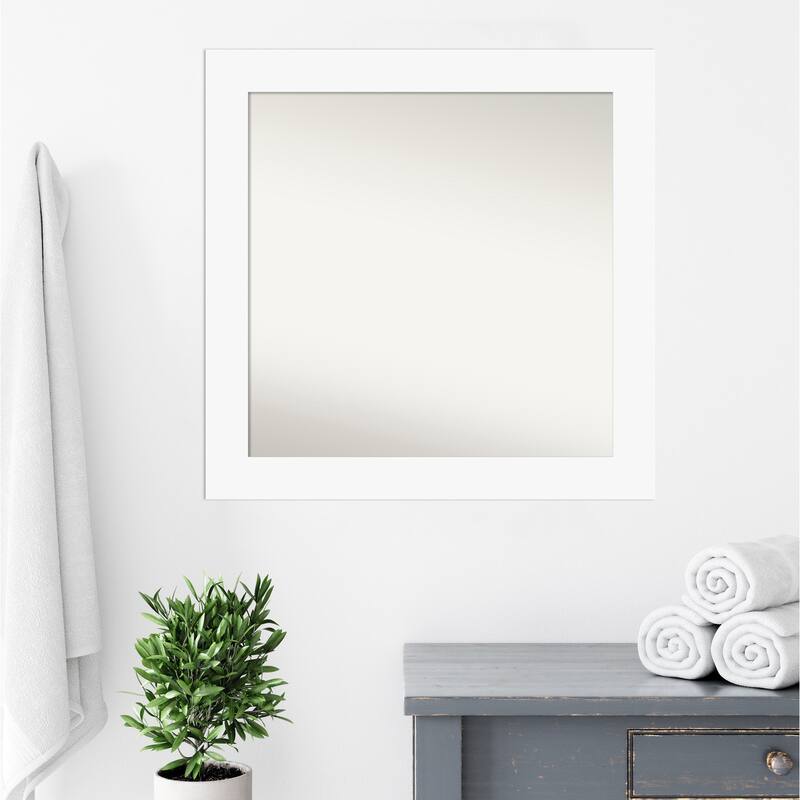 Basic Non-Beveled Wood Framed Bathroom Vanity Wall Mirror