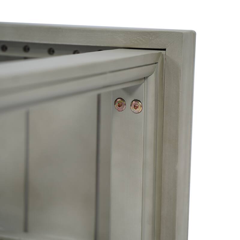 Roomfitters Outdoor Patio Side Table with Modern Wood Look, Weather-Resistant Frame, Light Grey