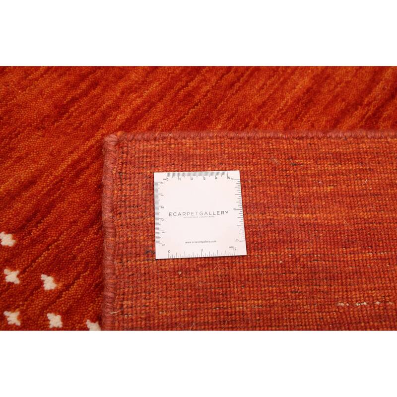 ECARPETGALLERY Hand Loomed Kashkuli Gabbeh Orange Wool Rug - 4'11 x 8'0
