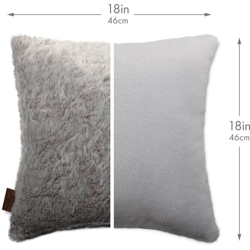 18x18 2-tone Fabulous Fake Fur Throw Pillow Grey Arctic Wolf, 1 PCS
