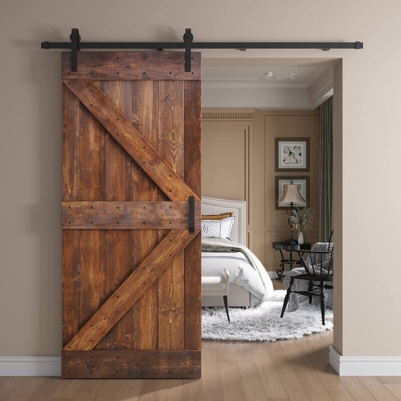 Coast Sequoia 38in x 84in K Series Pine Wood Sliding Barn Door With Hardware Kit