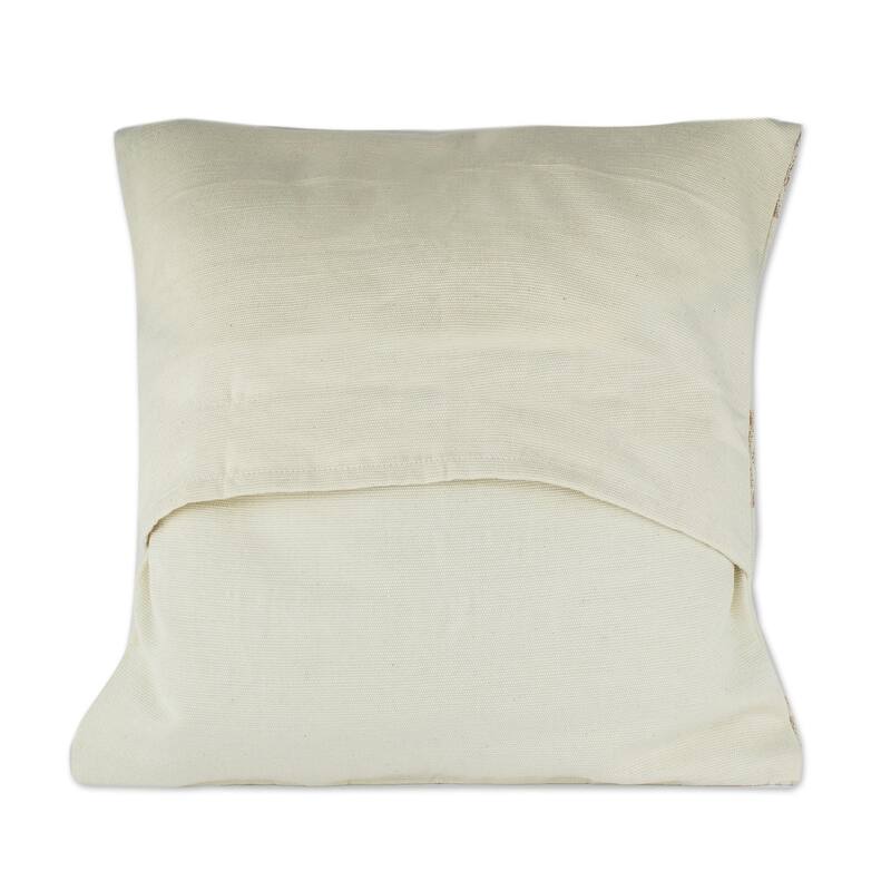 Novica Handmade Mountains And Valleys In Ecru Cotton Cushion Cover