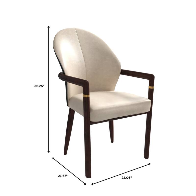 LeisureMod Set of 2 Modern Leather/Velvet Dining Chair - Elegant Armchair with Gold Accents for Home Office & Kitchen