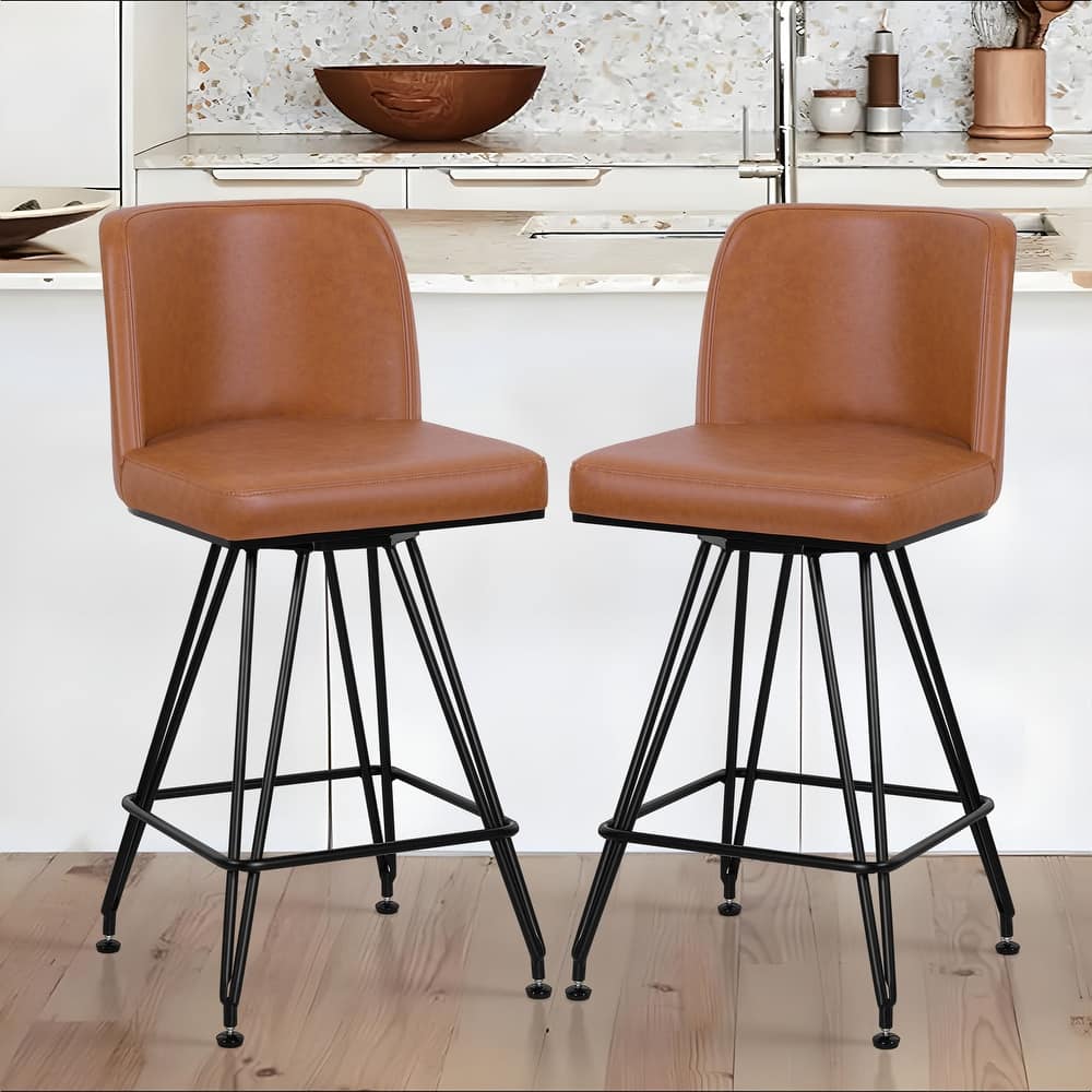 26" Upholstered Swivel Counter Height Bar Stools Set of 2/3/1 - 38.2"H x 17.7"W x 19.1"D