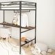 preview thumbnail 4 of 7, Twin Loft Bunk Black with Cinnamon Wood Desk and Closet Rod