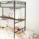 preview thumbnail 4 of 9, Twin Size Loft Bed with Cinnamon Wood Desk and Closet Rod