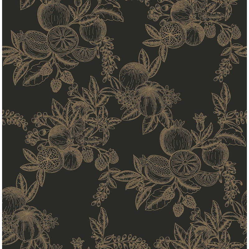 Chris Loves Julia x A-Street Prints Gerty Gold Fruit Toile Wallpaper