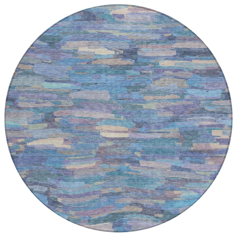 Machine Washable Indoor/ Outdoor Abstract Rock Chantille Rug