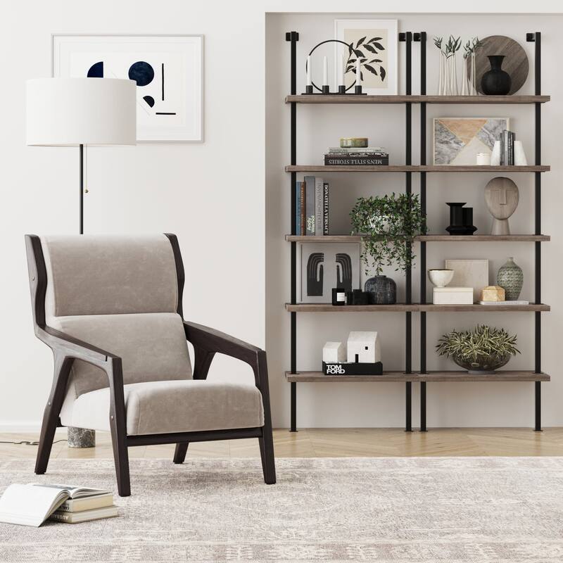 Nathan James Theo 5-Shelf Ladder Bookcase Wood with Metal Frame