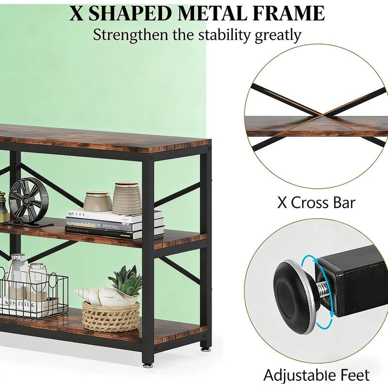 Rustic Farmhouse 3-Tier Hall Console Table