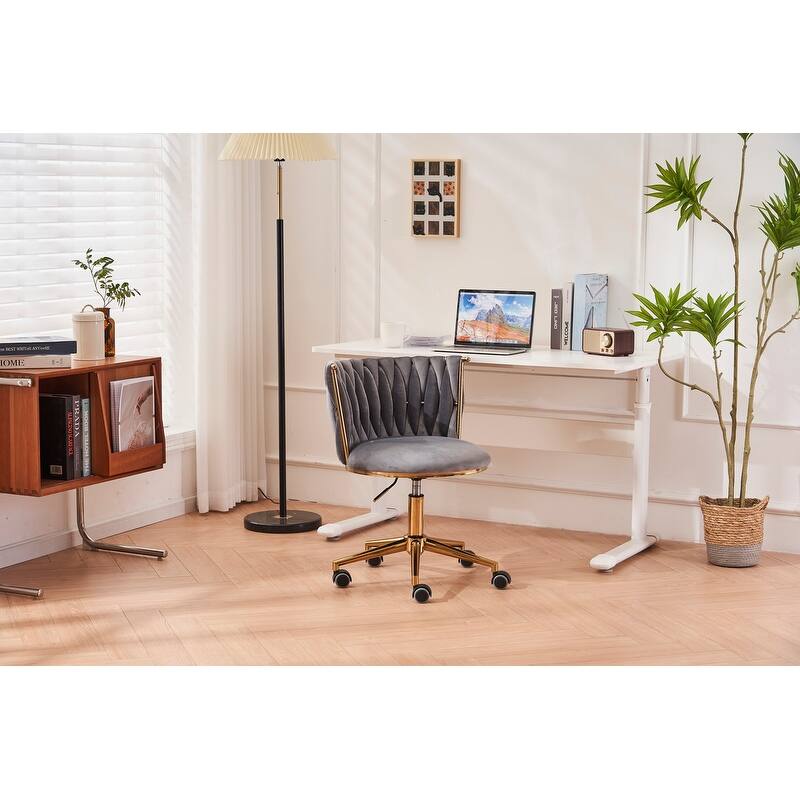 Modern/Luxury Upholstered Adjustable Swivel Office Chair with Wheels