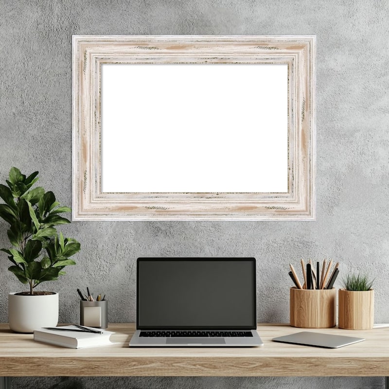 Amanti Art Alexandria Greywash Framed Dry Erase Magnetic Board