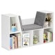 preview thumbnail 7 of 5, Kid Storage Cabinet Multifunctional Bookcase with Cushioned Seat White