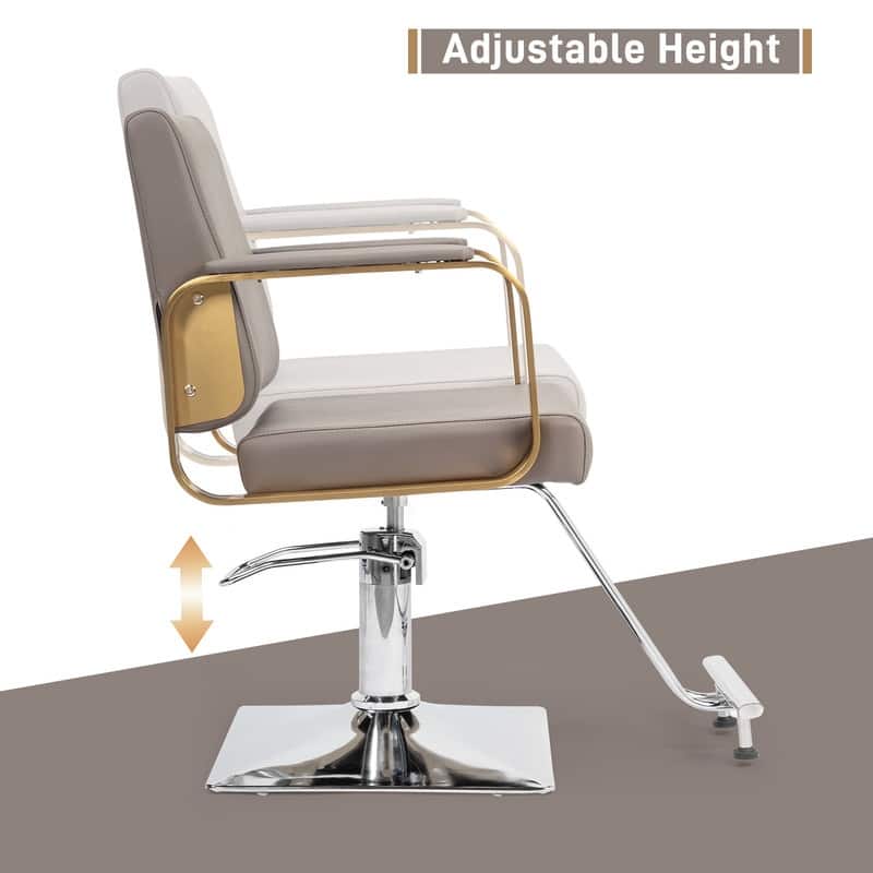PVC Leather Stainless Steel Armrests Footrests Square Chassis Salon Chair - N/A