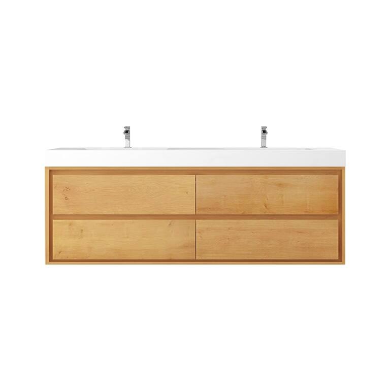 Morava 72" Floating Vanity with Double Sink - 72 - Light Oak