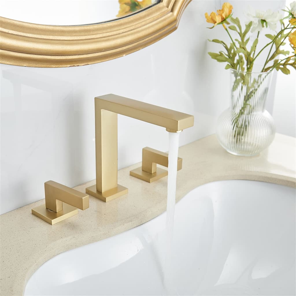 8-Inch Widespread Bathroom Faucet With Drain Assembly 3 Holes Bathroom Sink Faucets Double Handle Modern Vanity Basin Taps