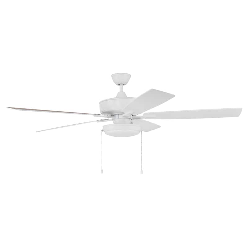 Craftmade Super Pro 60" 5 Blade LED Ceiling Fan - 18 Watts - White / Washed Oak