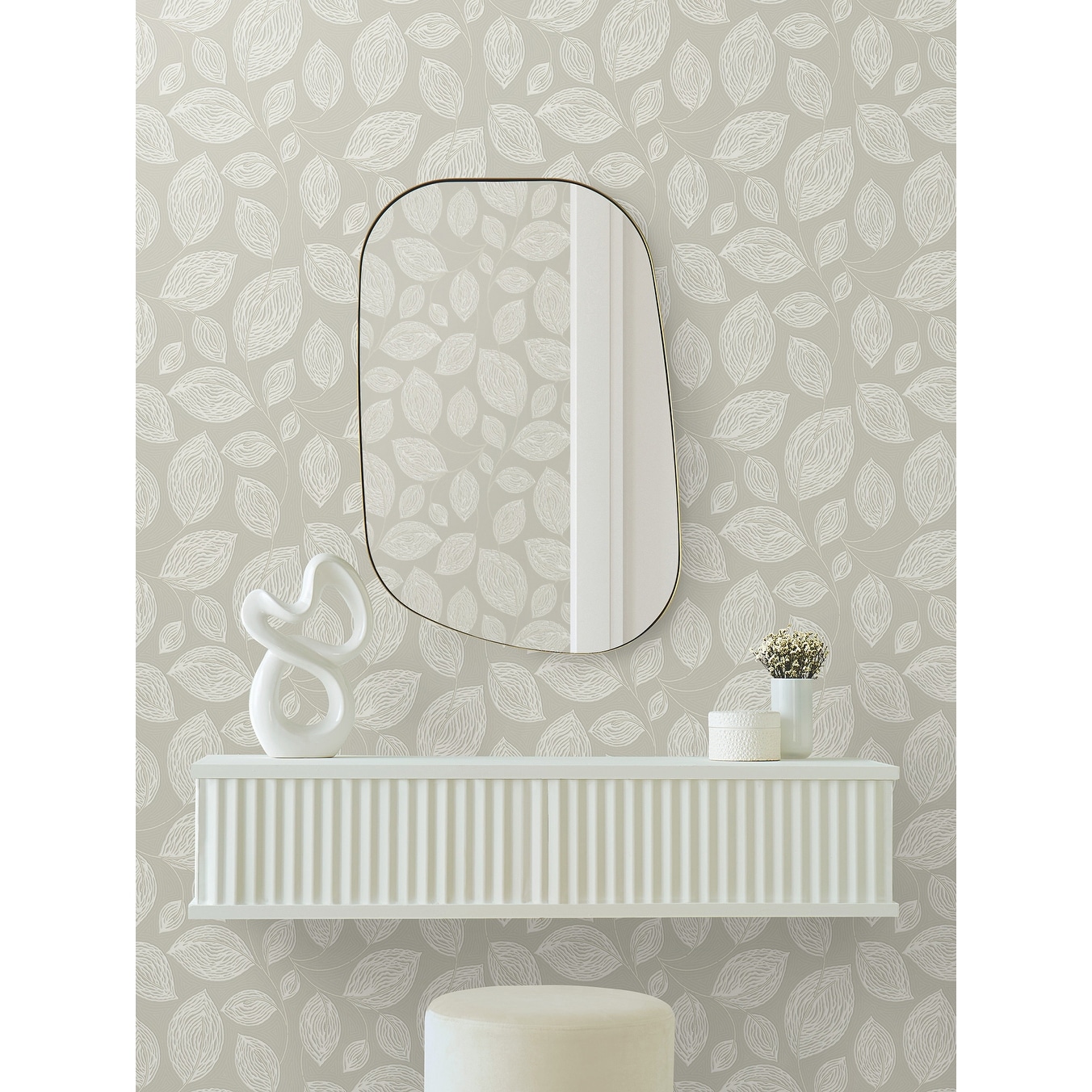 Candice Olson Contoured Leaves Taupe Wallpaper - Bed Bath \u0026 Beyond -  42741484, image size:1352x1352