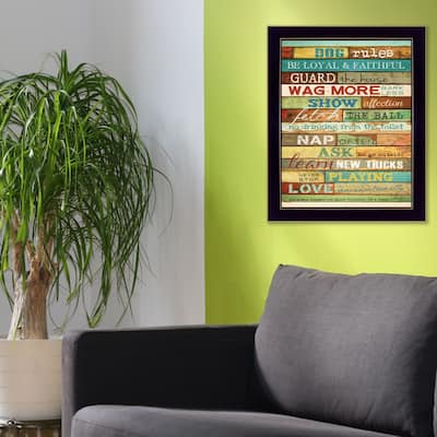 TrendyDecor4U Contemporary "Dog Rules" Framed Print Wall Art by Marla Rae