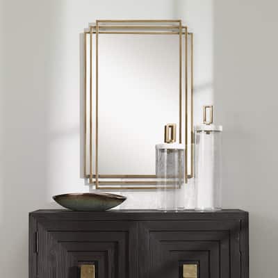 Uttermost Amherst 37" x 24" Hollywood Glam Layered Frame Wall Mirror