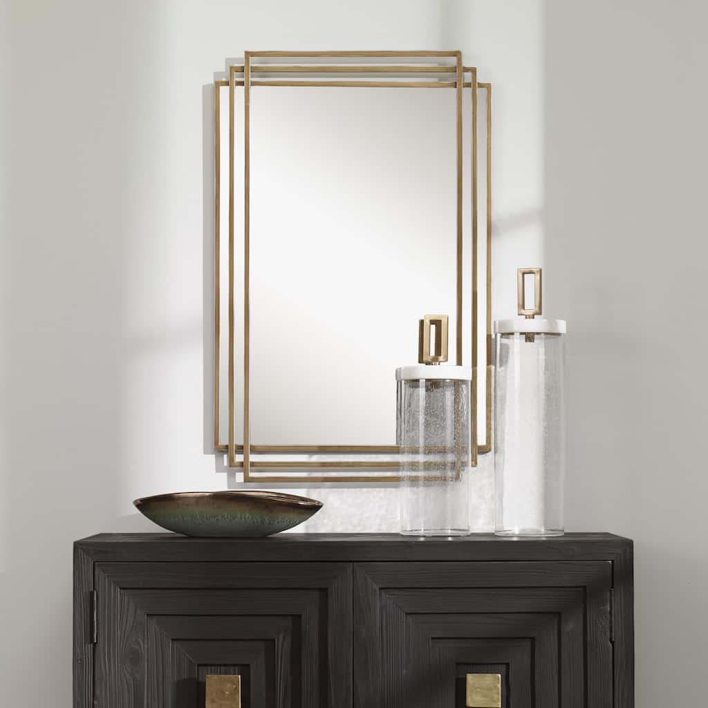 Uttermost Amherst 37" x 24" Hollywood Glam Layered Frame Wall Mirror