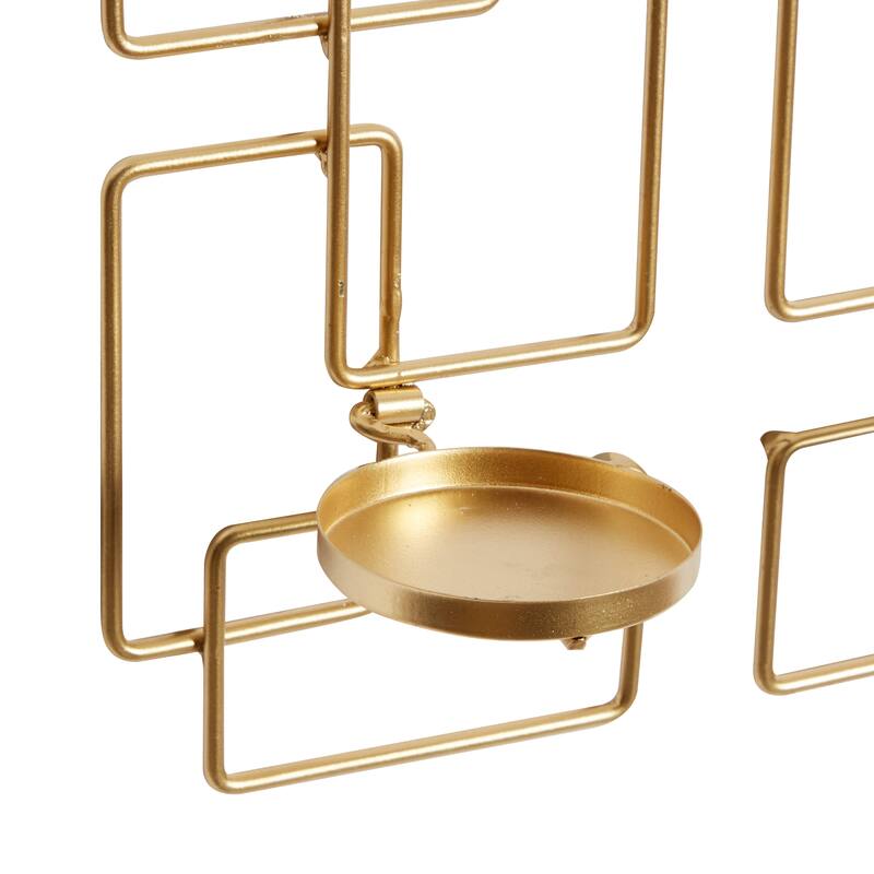 Gold Metal Tealight 2 Plate Geometric Wall Sconce (Set of 2)