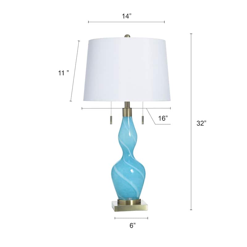 StyleCraft Glass Table Lamp - Shulen Gold - White Shade