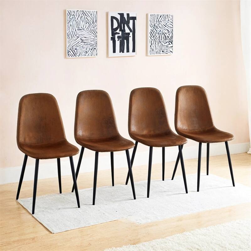 Dining Chairs,Suede Backrest and Metal Legs Combined Chairs,4 PCS