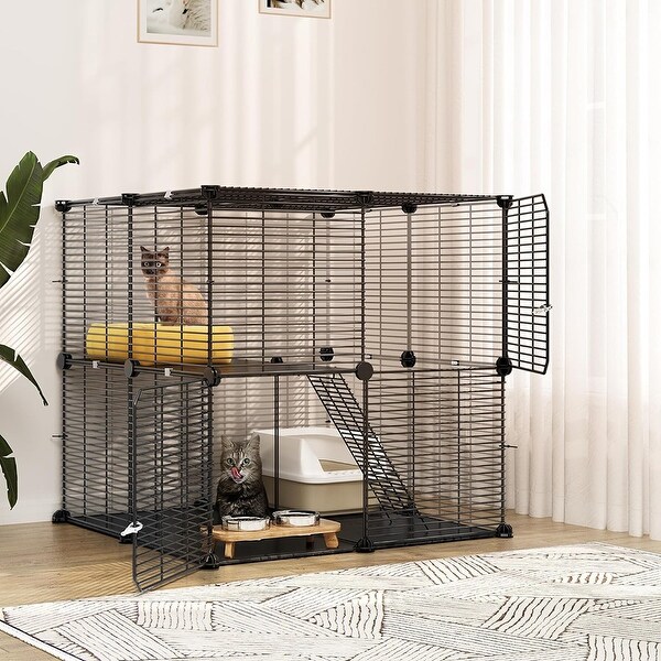 Cat Cage 2 Tier Indoor Cat Enclosures Kitten Cage,Pet Playpen