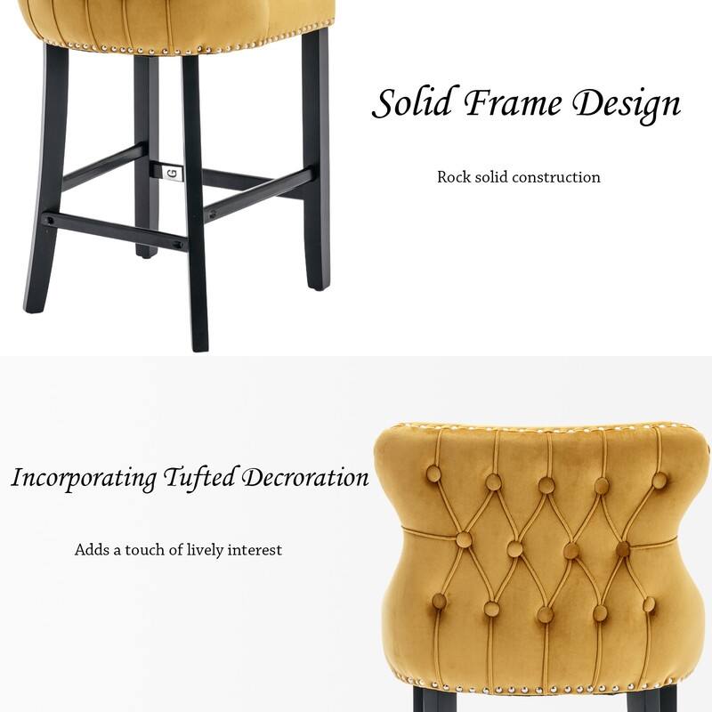 Upholstered Wing Back Bar Stools (Set of 2)