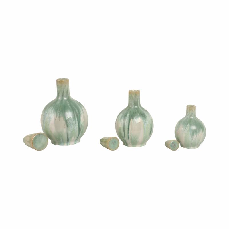 Glazed Ceramic Flower Vases - Set of 3, 14", 12", 9"