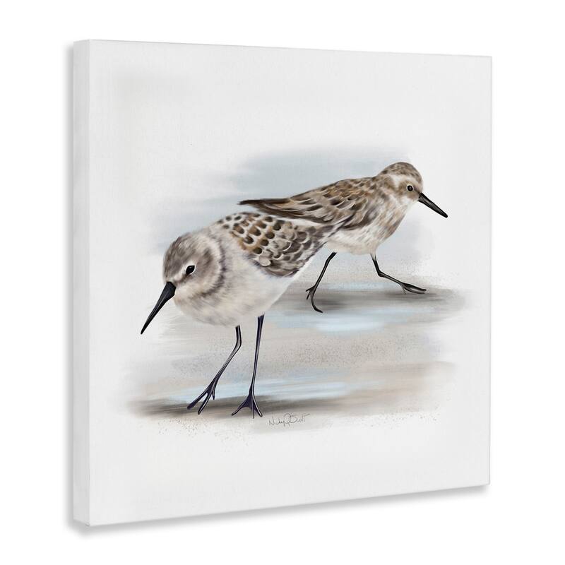 Stupell Sandpiper Pair on Sandy Beach Small Nautical Birds Canvas Wall Art - Grey
