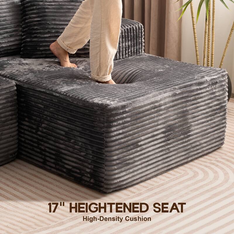 OVIOS 3 Piece Plush Sectional Non-Assembly Indoor Sofa